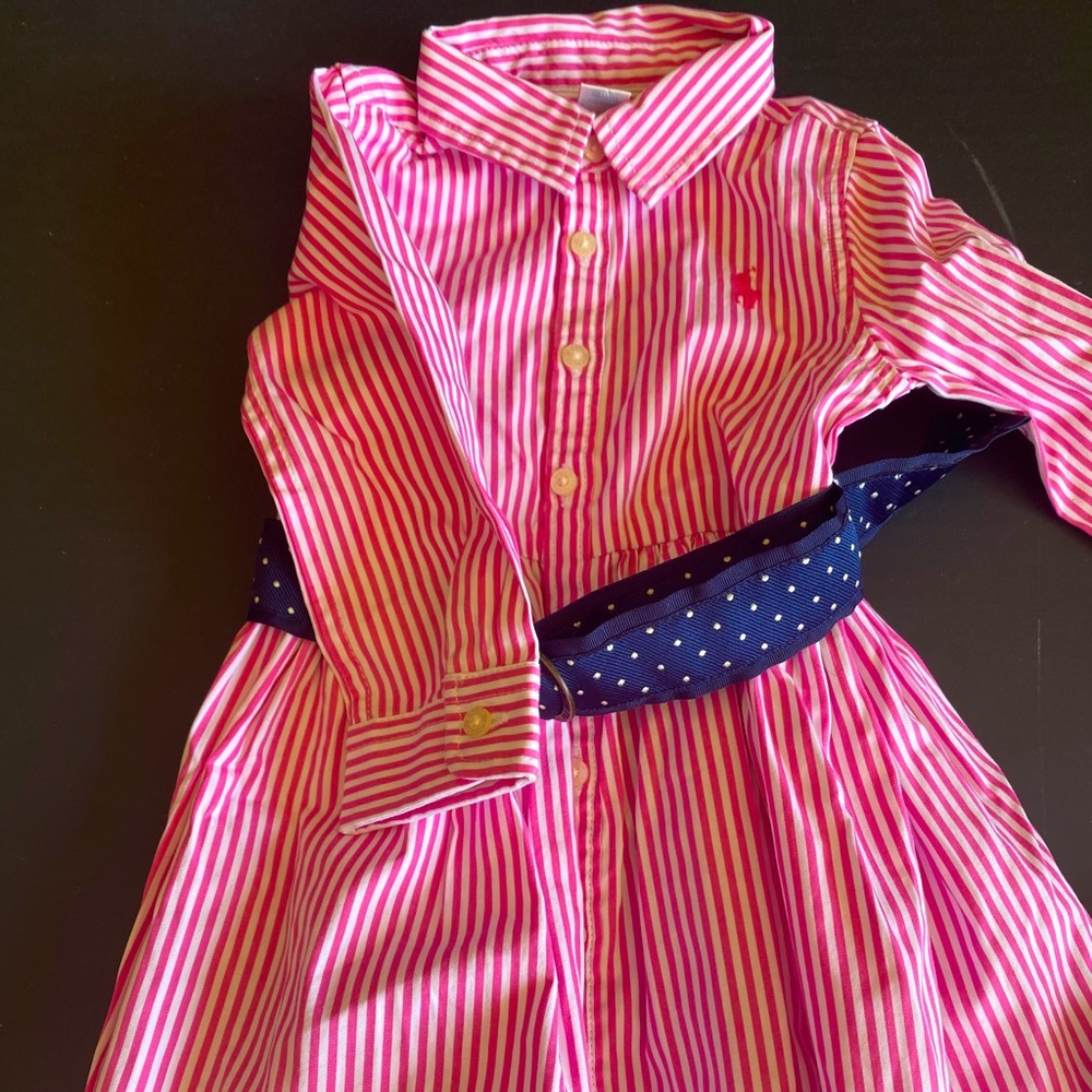 Girls button down striped dress